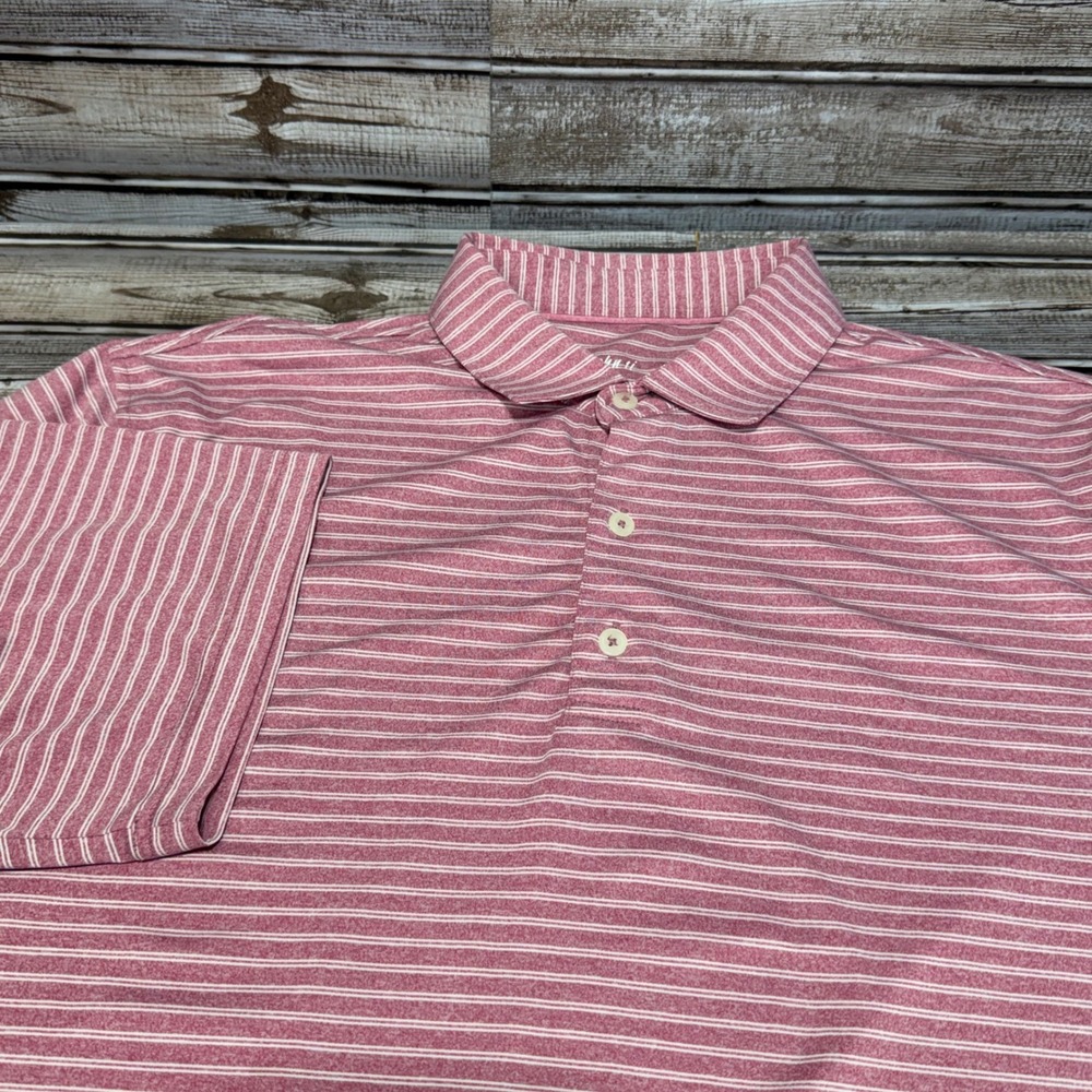 Johnnie-O Mens Striped Polo Shirt Red White Short Sleeve Performance Size XL